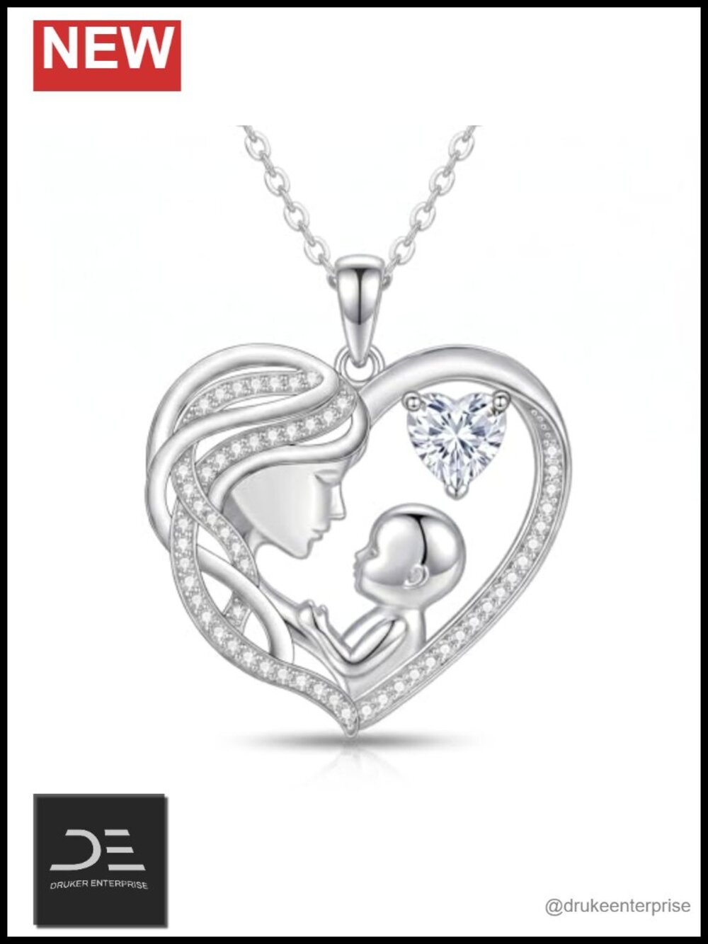 925 Sterling Silver Mom Birthstone Necklace Pendant Jewelry Gift for Mother
